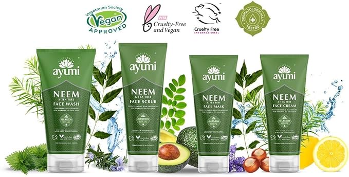 Ayumi Acne Face Wash with Neem | Oily Skin Wash with Nettle Leaf Extract | Tea Tree Oil for Acne Treatment | Hydrating Facewash with Moringa Oil | Women & Mens Face Wash for Skin Care ,150 mL