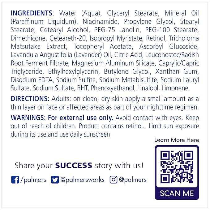 Palmer's Skin Success Anti-Dark Spot Nighttime Fade Cream with Retinol & Niacinamide, Dark Spot Corrector for Face, Night Moisturizer Helps Reduce Dark Spots, Fine Lines & Wrinkles, 2.7 Ounce x-pression