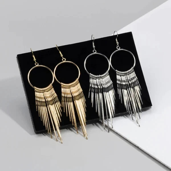 Fashion Crystal Moon Tassel Gold Earrings Stud Drop Dangle Women Jewelry Gifts