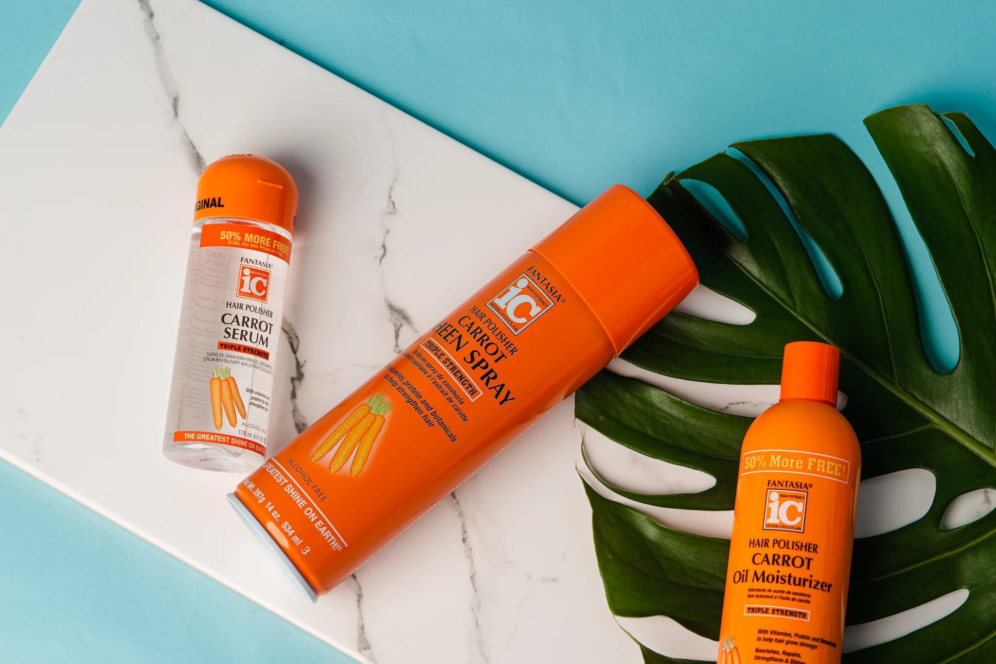 IC Fantasia Hair Polisher Carrot Growth Sheen Spray Triple Strength, 14 Oz x-pression