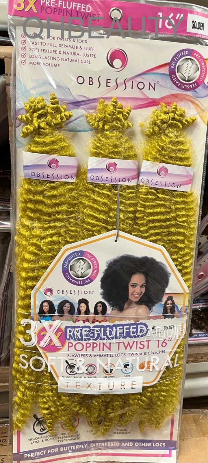 OBSESSION SYNTHETIC CROCHET SOFT BRAID 3X PRE-FLUFFED - POPPIN TWIST 16'' & 20" x-pression