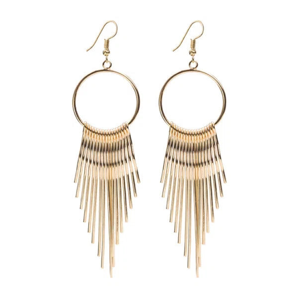 Fashion Crystal Moon Tassel Gold Earrings Stud Drop Dangle Women Jewelry Gifts