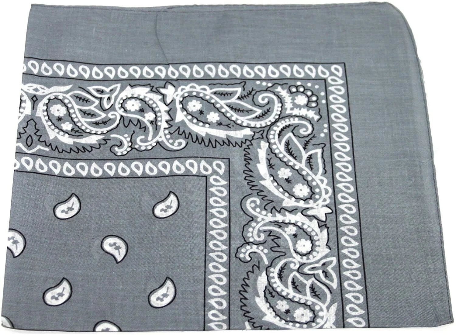 Paisley Pattern Bandana Head Neck Scarf Black & White & Grey & Red *UK SELLER*