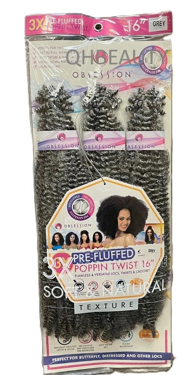 OBSESSION SYNTHETIC CROCHET SOFT BRAID 3X PRE-FLUFFED - POPPIN TWIST 16'' & 20" x-pression