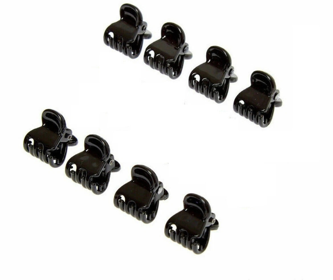 8 Mini Hair Clip Claw Clamps 1CM Plastic Small Plastic Black Hair Claw Clips UK