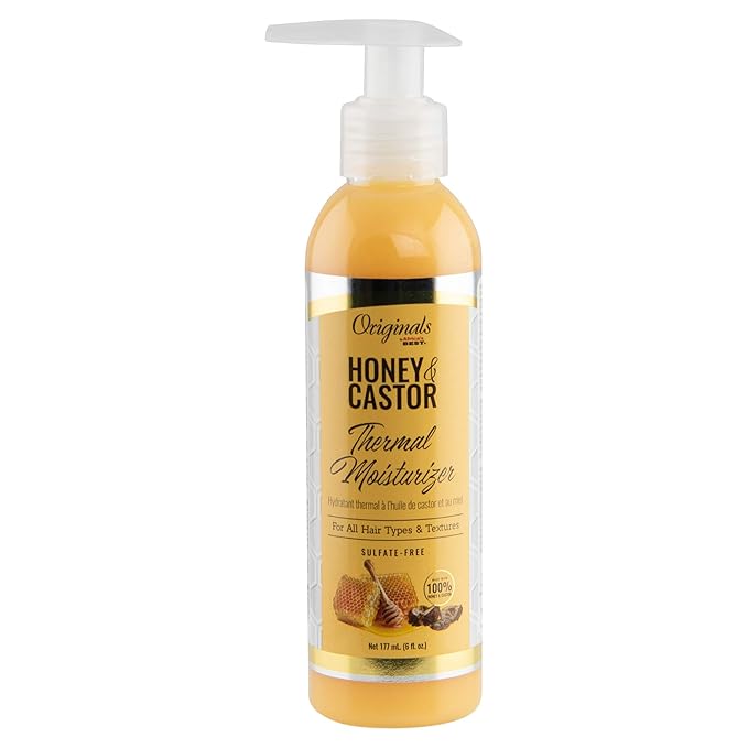 Originals by Africa's Best Honey and Castor Thermal Hair Moisturizer for All Hair Types and Textures, Sulfate-Free, 6 oz