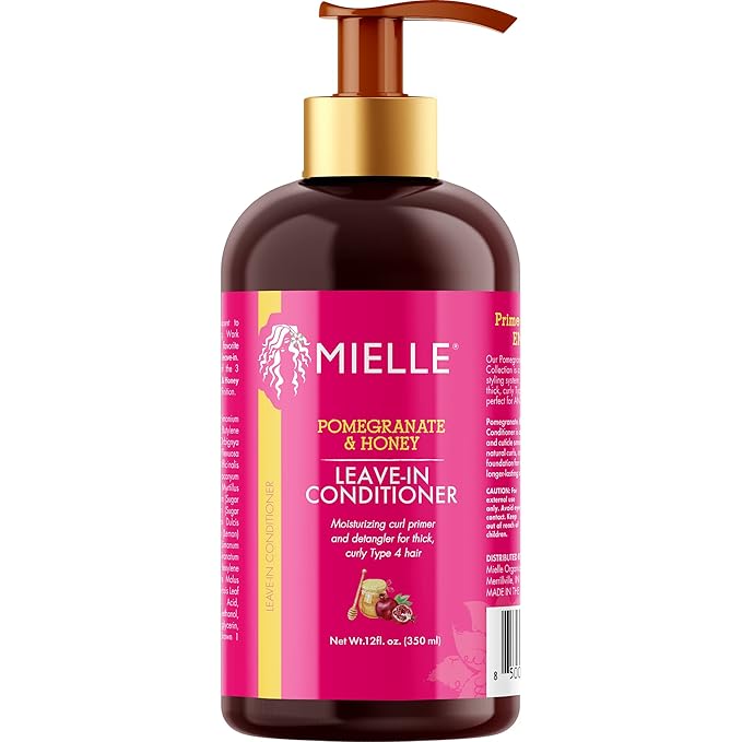 Mielle Organics Pomegranate & Honey Leave-In Conditioner, Moisturizing Curl Primer and Detangler, Repair Damage and Prevent Frizz, Treatment For Thick Curly Hair Type 4 Hair, 12-Fluid Ounces x-pression