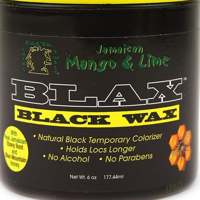 Jamaican Mango & Lime Blax Black Wax 6oz - dreadlock holder wax and Colorizer - Parabens & alcohol Free dread waxing natural cream - Non sticky & good smell for locks x-pression