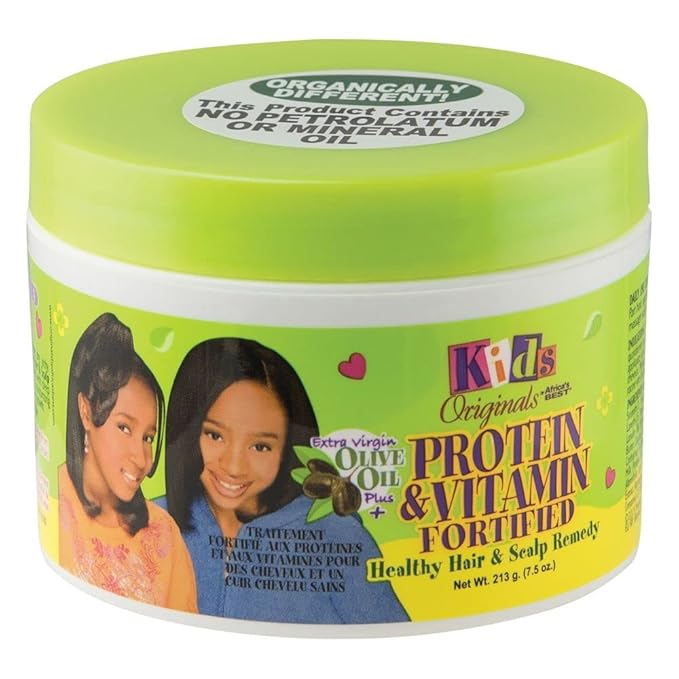 Originals by Africa's Best Kids Protein & Vitamin Fortified Healthy Hair & Scalp Remedy, With Extra Virgin Olive Oil, Mineral Oil & Petrolatum Free, 7.5oz Jar