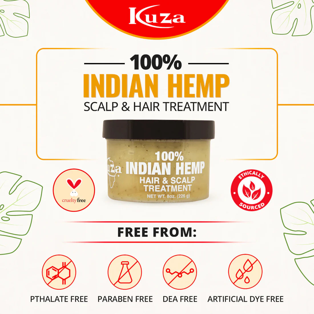 KUZA 100% Indian Hemp Hair & Scalp Treatment 8oz. 226g | 18 oz. 508.5g x-pression