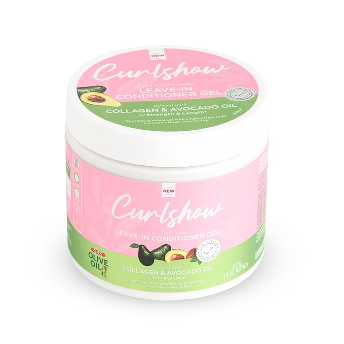 ORS Olive Oil Curlshow Leave-In Conditioner Gel Infused with Collagen & Avocado Oil for Strength & Length (16.0 oz) x-pression