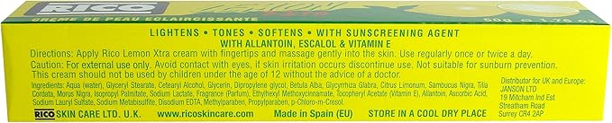 Rico Lemon Skin Lightening Lemon Cream Tube , 50 g x-pression