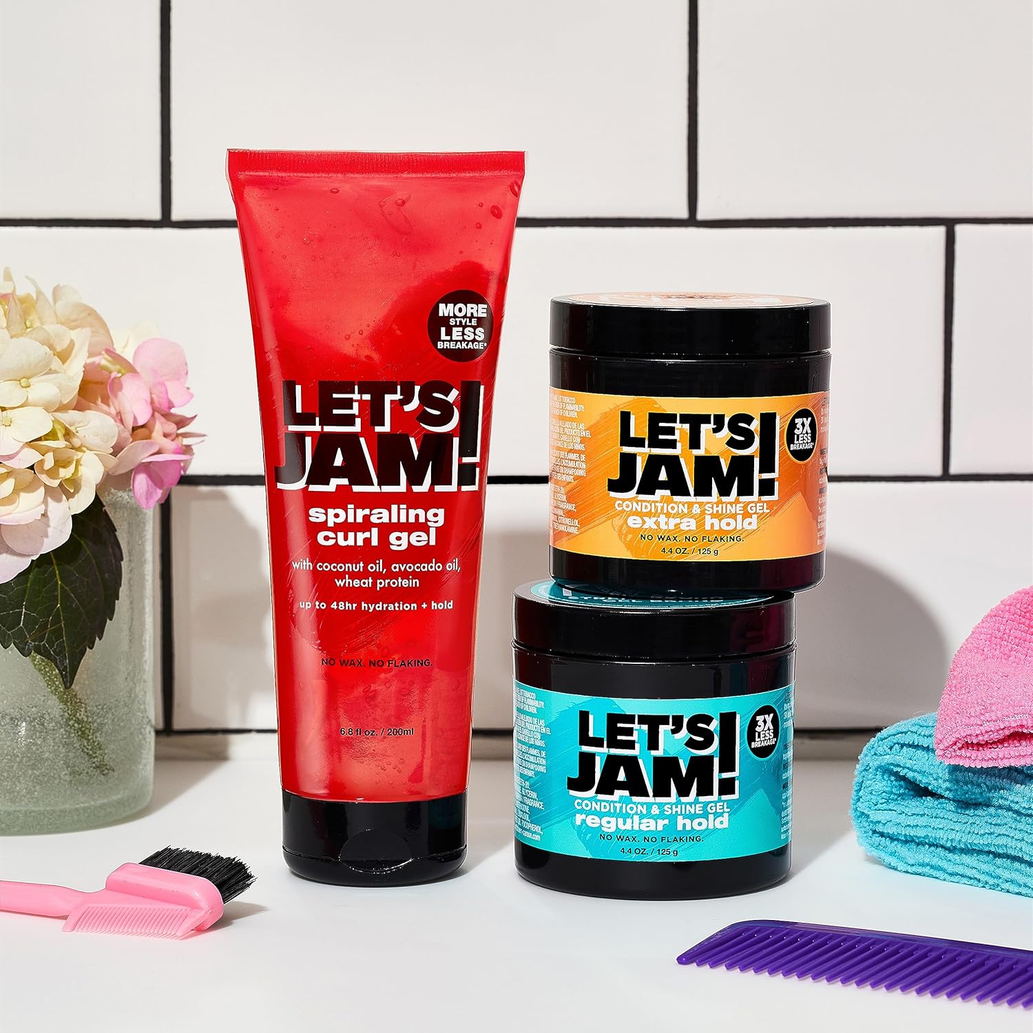 SoftSheen-Carson Let's Jam! Shining and Conditioning Hair Gel by Dark and Lovely, Extra Hold, All Hair Types, Styling Gel Great for Braiding, Twisting & Smooth Edges, Extra Hold, 4.4 oz x-pression