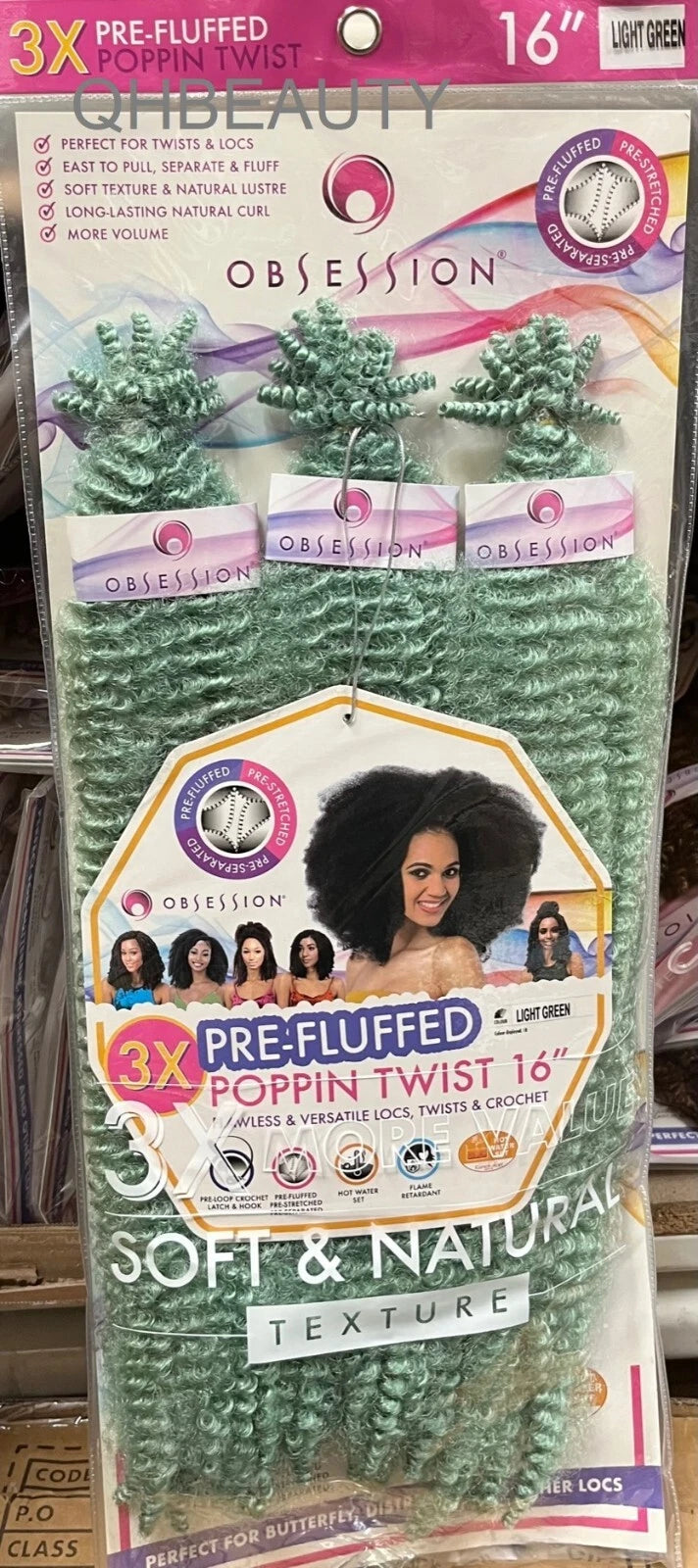 OBSESSION SYNTHETIC CROCHET SOFT BRAID 3X PRE-FLUFFED - POPPIN TWIST 16'' & 20" x-pression