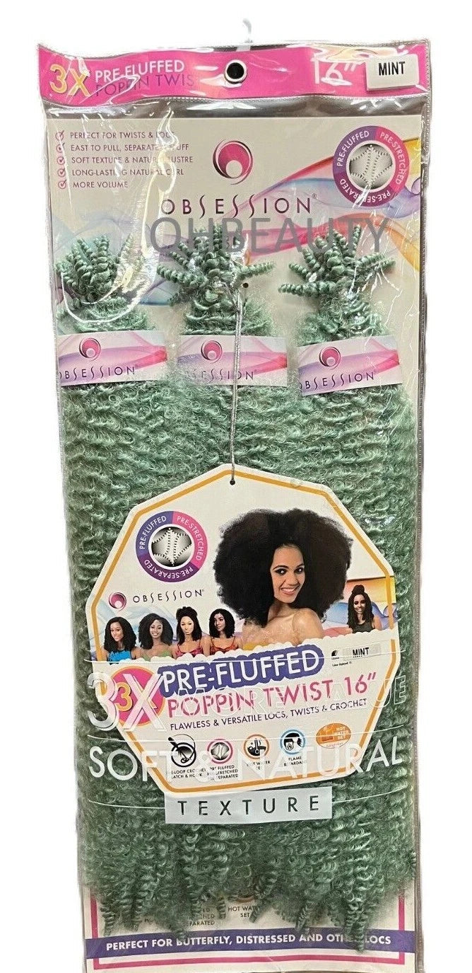OBSESSION SYNTHETIC CROCHET SOFT BRAID 3X PRE-FLUFFED - POPPIN TWIST 16'' & 20" x-pression