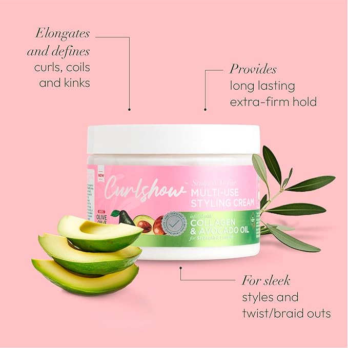 ORS Olive Oil Curlshow Multi-Use Styling Cream Infused with Collagen & Avocado Oil for Strength & Length (12.0 oz) x-pression
