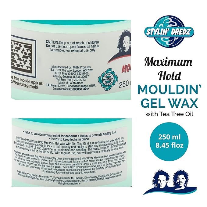 Stylin Dredz Maximum Hold Mouldin Gel Wax With Tea Tree Oil x-pression