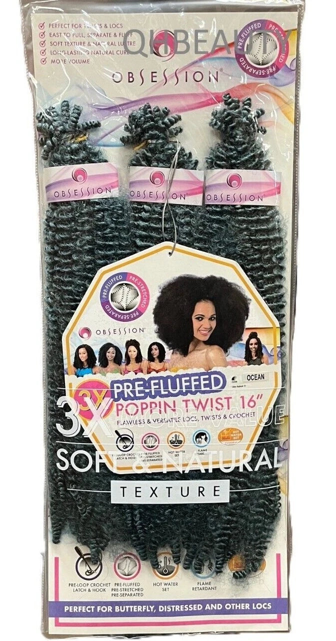 OBSESSION SYNTHETIC CROCHET SOFT BRAID 3X PRE-FLUFFED - POPPIN TWIST 16'' & 20" x-pression