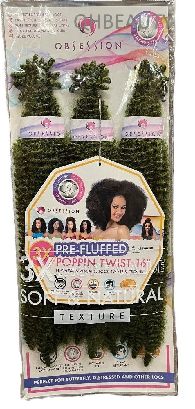 OBSESSION SYNTHETIC CROCHET SOFT BRAID 3X PRE-FLUFFED - POPPIN TWIST 16'' & 20" x-pression