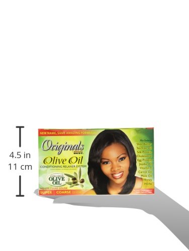 Organics by Africa's Best Olive Oil Hair Relaxer Kit | No-Lye Super Coarse System | Conditions & Moisturizes | for Healthier, Softer, Silkier, Straighter Hair