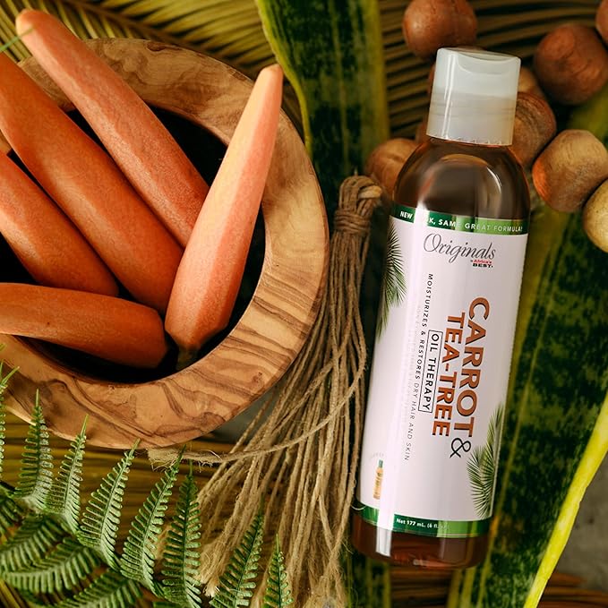 Originals by Africa's Best Carrot Tea Tree Oil Therapy, For Body, Hair and Scalp, Natural Organic Oils Repair, Restores Stimulates, Revitalizes &, Rejuvenates, 6 oz