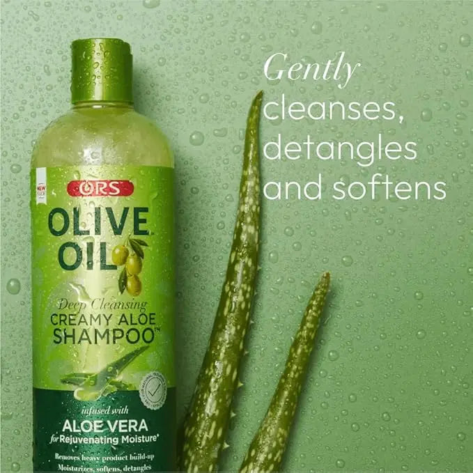 ORS Olive Oil Deep Cleansing Creamy Aloe Shampoo Infused with Aloe Vera for Rejuvenating Moisture (16.0 oz) x-pression