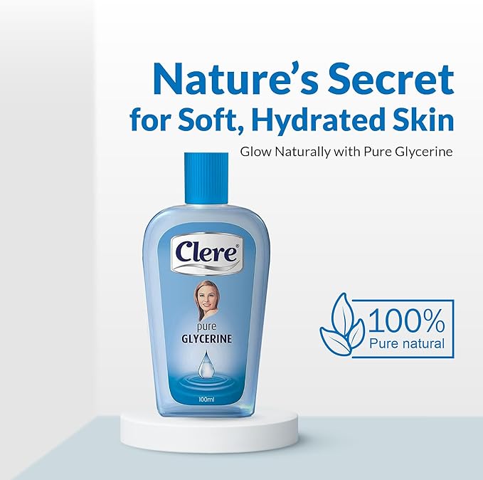 CLERE 100% Pure Glycerine Liquid for Versatile Skin Care – Glycerin for Face Moisturizes Dry Skin, Softens, and Glycerol Reduces Stretch Marks