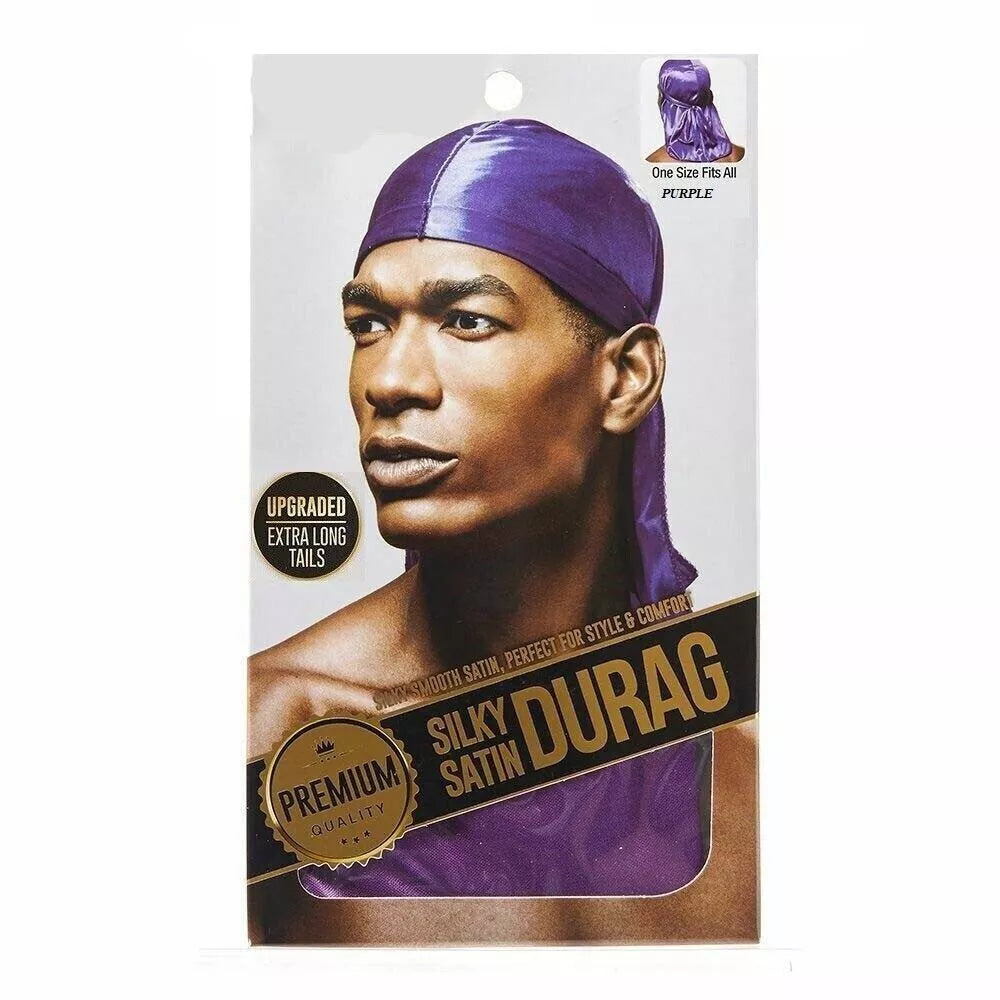 Silky Satin Durags for Men, Satin Doo Rag Head Wraps Long Tail Beanies Waves Headwraps Do Rags Cap x-pression