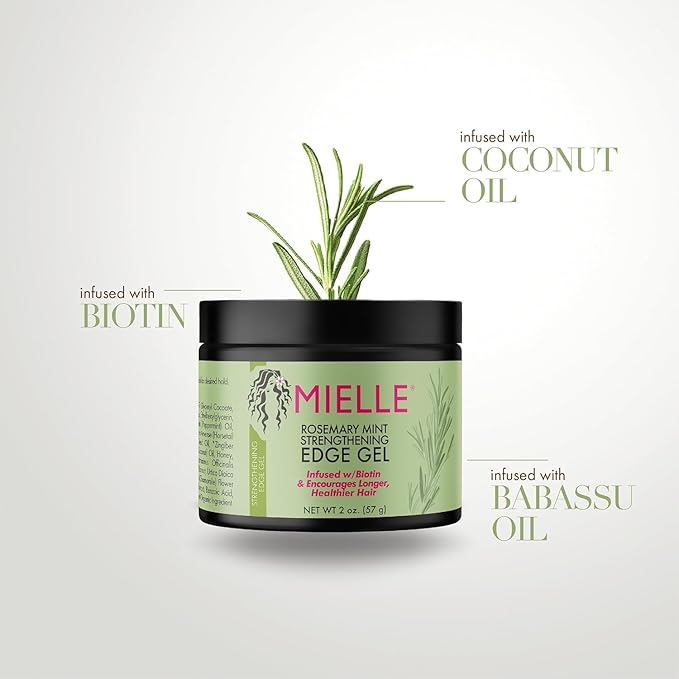 Mielle Organics Rosemary Mint Strengthening Edge Gel, Biotin & Essential Oil Hair Styling Treatment, 2 Ounces x-pression