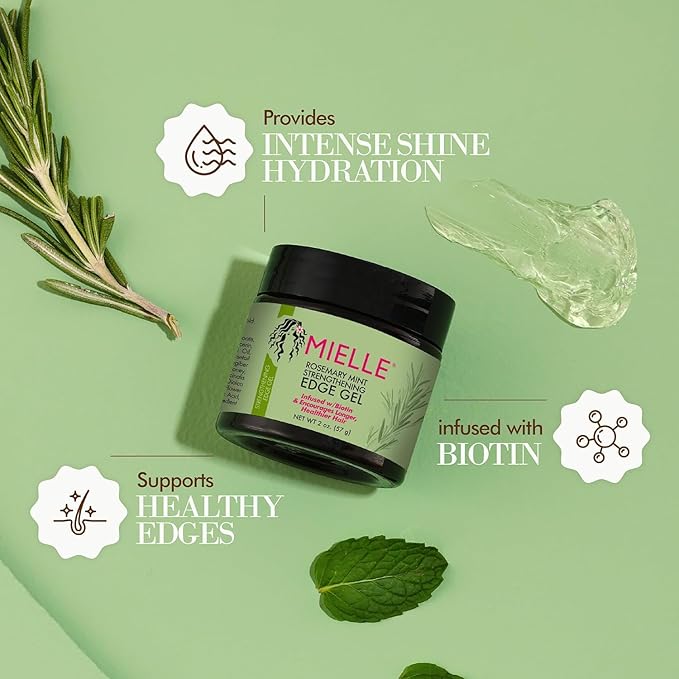 Mielle Organics Rosemary Mint Strengthening Edge Gel, Biotin & Essential Oil Hair Styling Treatment, 2 Ounces x-pression