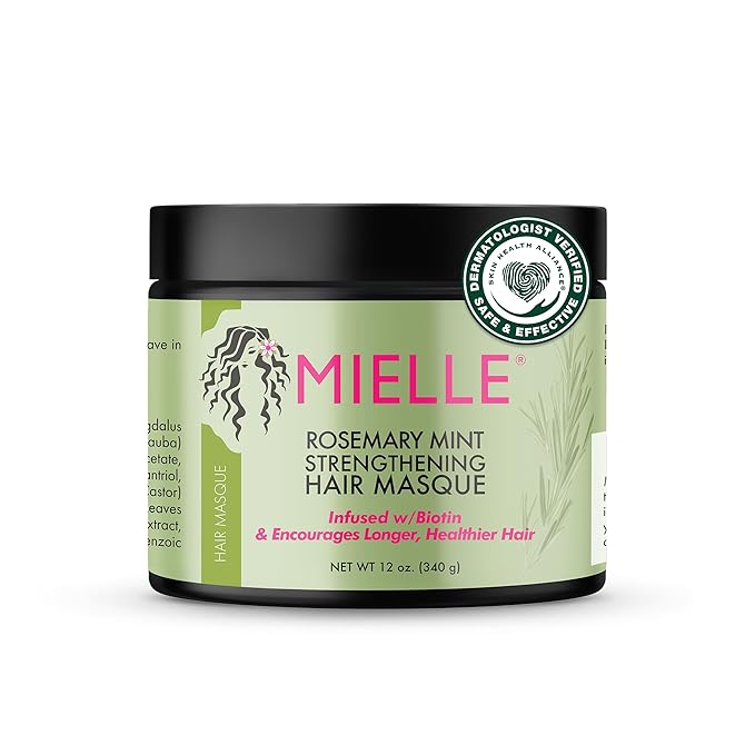 Mielle Organics Rosemary Mint Strengthening Hair Masque, Essential Oil & Biotin Deep Treatment, Miracle Repair for Dry, Damaged, & Frizzy Hair, 12 Ounces x-pression