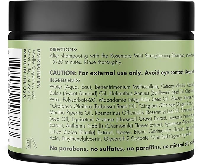 Mielle Organics Rosemary Mint Strengthening Hair Masque, Essential Oil & Biotin Deep Treatment, Miracle Repair for Dry, Damaged, & Frizzy Hair, 12 Ounces x-pression