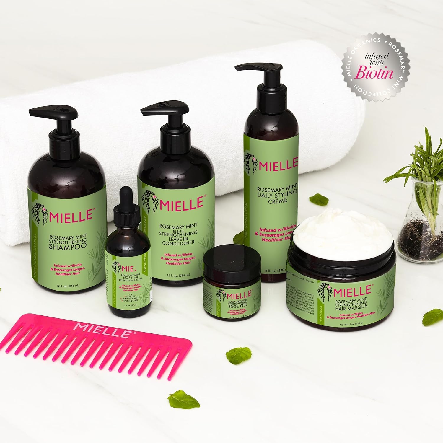 Mielle Organics Rosemary Mint Strengthening Hair Masque, Essential Oil & Biotin Deep Treatment, Miracle Repair for Dry, Damaged, & Frizzy Hair, 12 Ounces x-pression