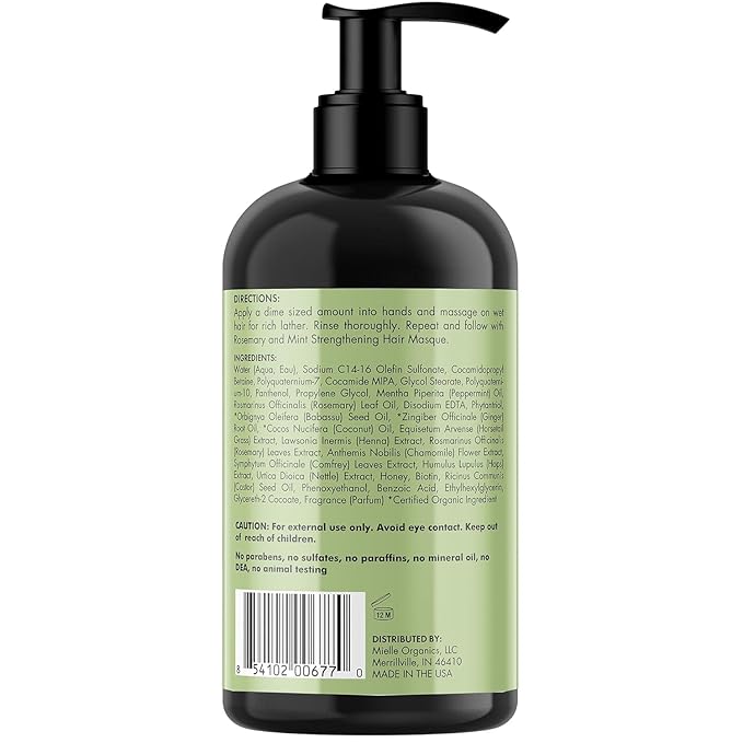 Mielle Organics Rosemary Mint Strengthening Shampoo Infused with Biotin, Cleanses and Helps Strengthen Weak and Brittle Hair, 12 Ounces x-pression