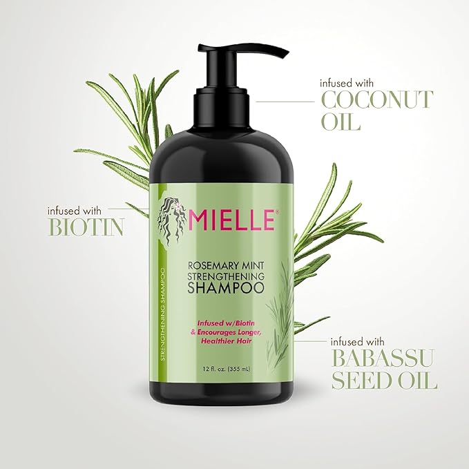 Mielle Organics Rosemary Mint Strengthening Shampoo Infused with Biotin, Cleanses and Helps Strengthen Weak and Brittle Hair, 12 Ounces x-pression