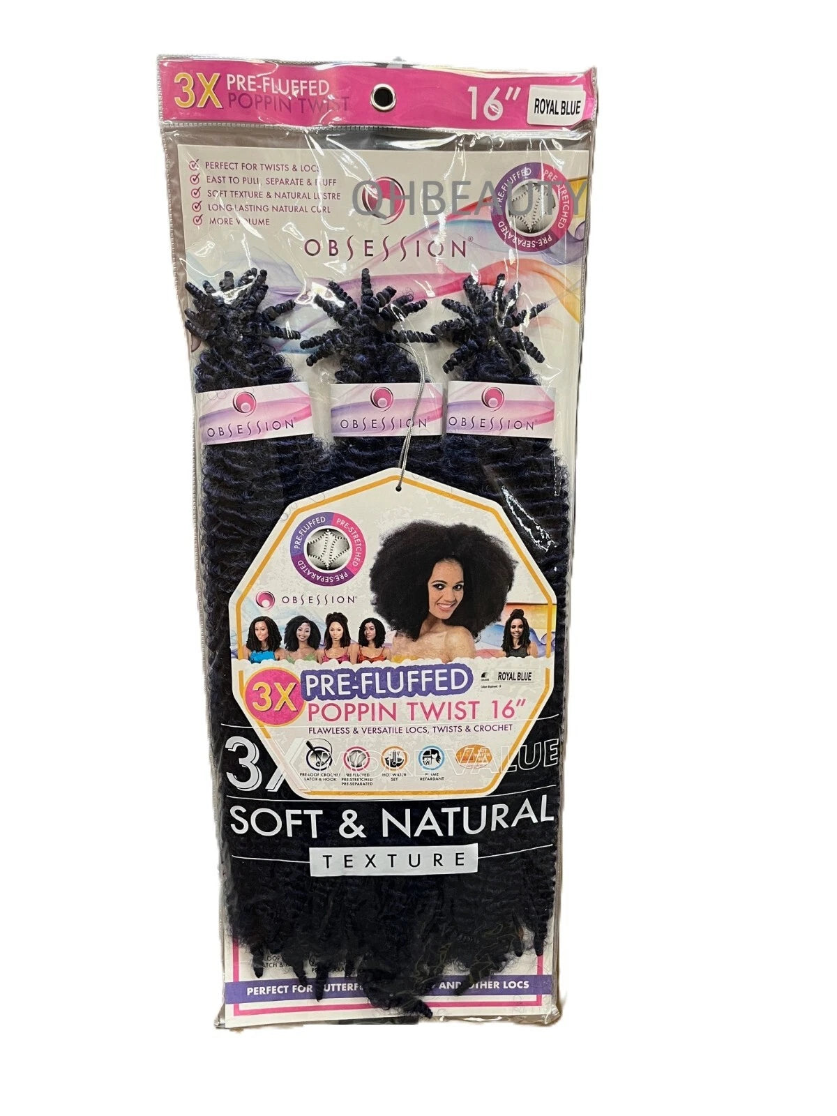 OBSESSION SYNTHETIC CROCHET SOFT BRAID 3X PRE-FLUFFED - POPPIN TWIST 16'' & 20" x-pression
