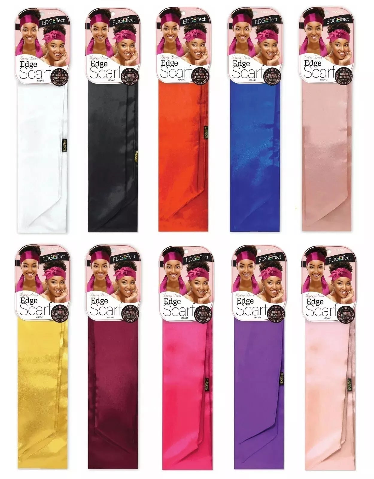 Satin Edge Scarf Women's Fashion Headbands Soft Satin Edge Laying Scarf for Lace x-pression