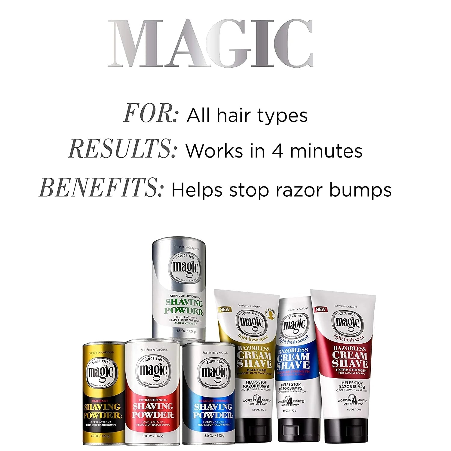 Magic Regular Strength Shaving Powder Hair Removal Depilatories for Men, 5 fl oz x-pression