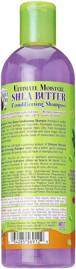 Kids Originals by Africa's Best Ultimate Moisture Shea Butter Shampoo, Healthy Boost of Moisturizers That Soften, Condition and Detangle Hair, Removes Build up, 12oz