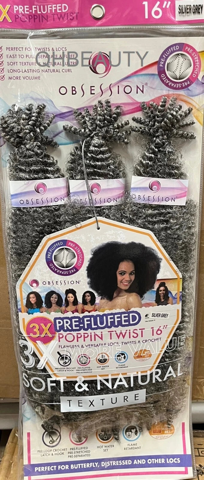OBSESSION SYNTHETIC CROCHET SOFT BRAID 3X PRE-FLUFFED - POPPIN TWIST 16'' & 20" x-pression