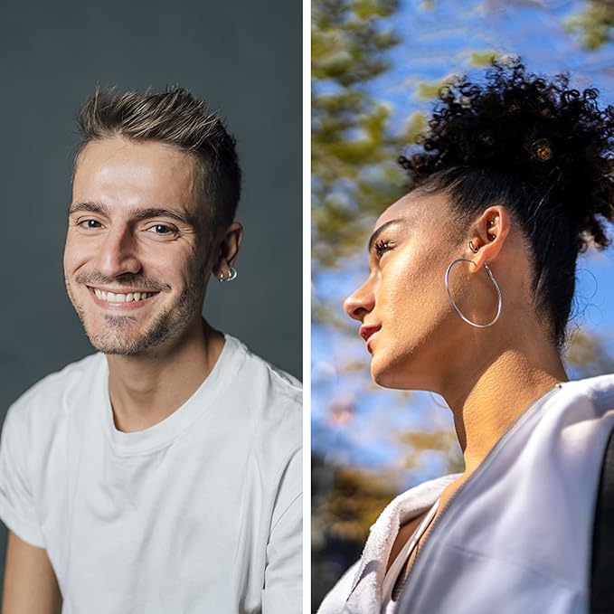 6 Pairs Silver Hoop Earrings, Large Silver Metal Hoop Earrings Set Big Hypoallergenic Lightweight Huggie Round Earring with Different Size for Women Girls Men