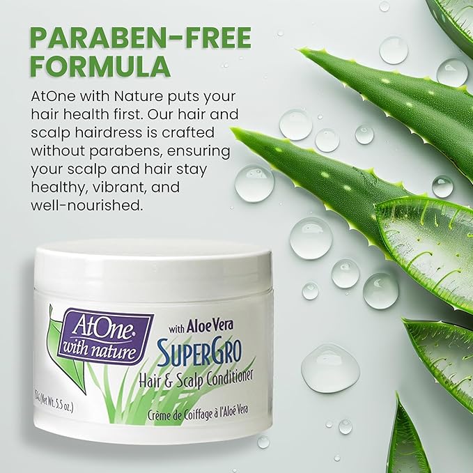 AtOne with Nature Hair and Scalp Conditioner - Hair SuperGro with Aloe Vera & Rosemary Extracts for Dry Hair,5.5Oz