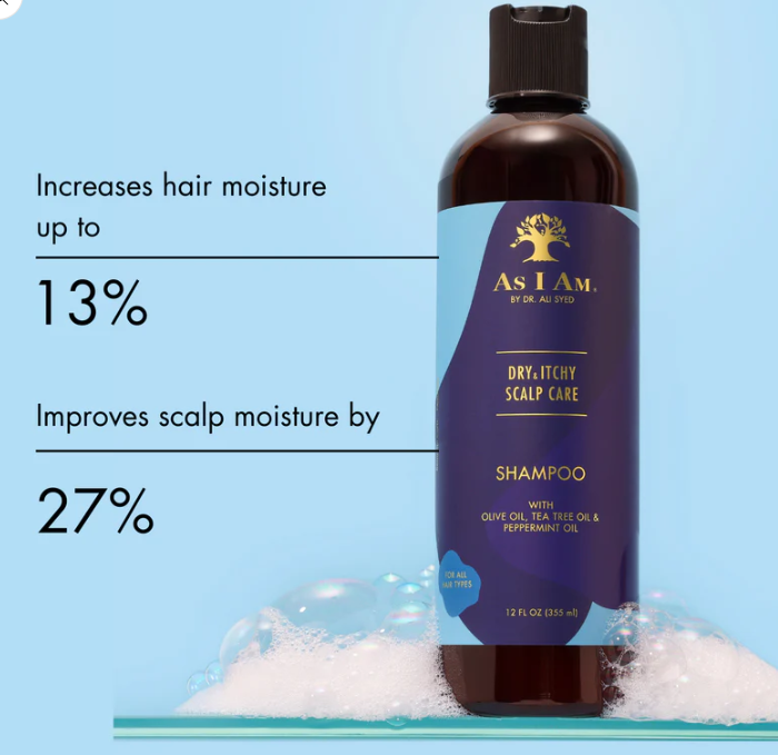 As I Am Dry & Itchy Scalp Care Shampoo - 12 ounce - Fights Dandruff and Seborrheic Dermatitis - Enriched with Zinc Pyrithione, Olive Oil, and Tea Tree Oil x-pression
