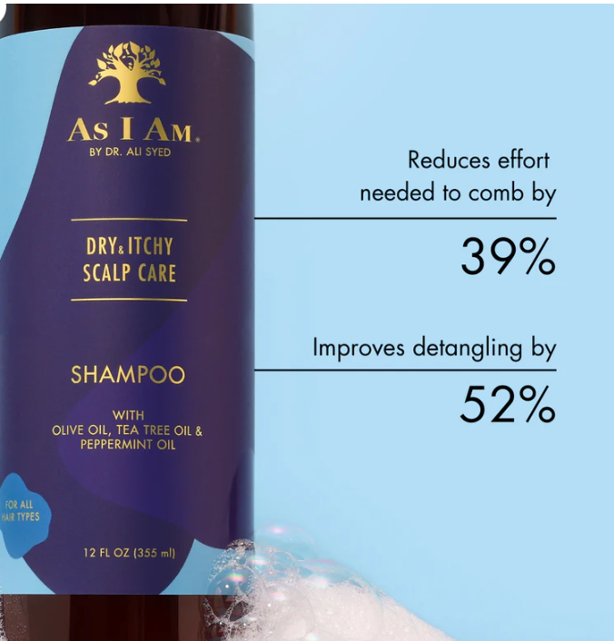 As I Am Dry & Itchy Scalp Care Shampoo - 12 ounce - Fights Dandruff and Seborrheic Dermatitis - Enriched with Zinc Pyrithione, Olive Oil, and Tea Tree Oil x-pression