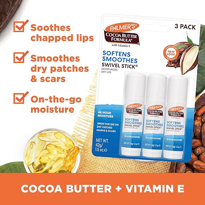Palmer's Cocoa Butter Formula Softens Smoothes Swivel Stick Moisturizes Dry Lips, 14g x-pression