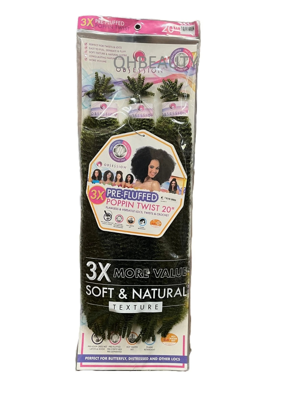 OBSESSION SYNTHETIC CROCHET SOFT BRAID 3X PRE-FLUFFED - POPPIN TWIST 16'' & 20" x-pression