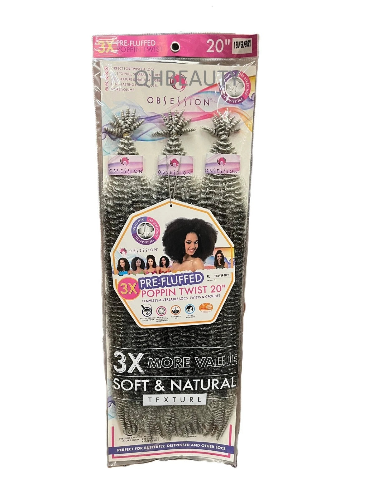 OBSESSION SYNTHETIC CROCHET SOFT BRAID 3X PRE-FLUFFED - POPPIN TWIST 16'' & 20" x-pression