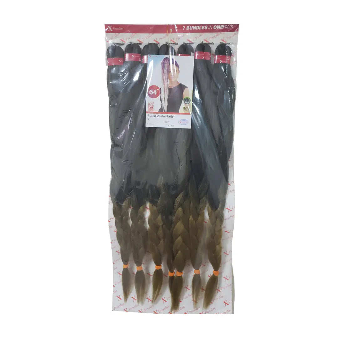 Xpression 7X Pre-Stretched Braid 64 ",Human Hair Extensions x-pression