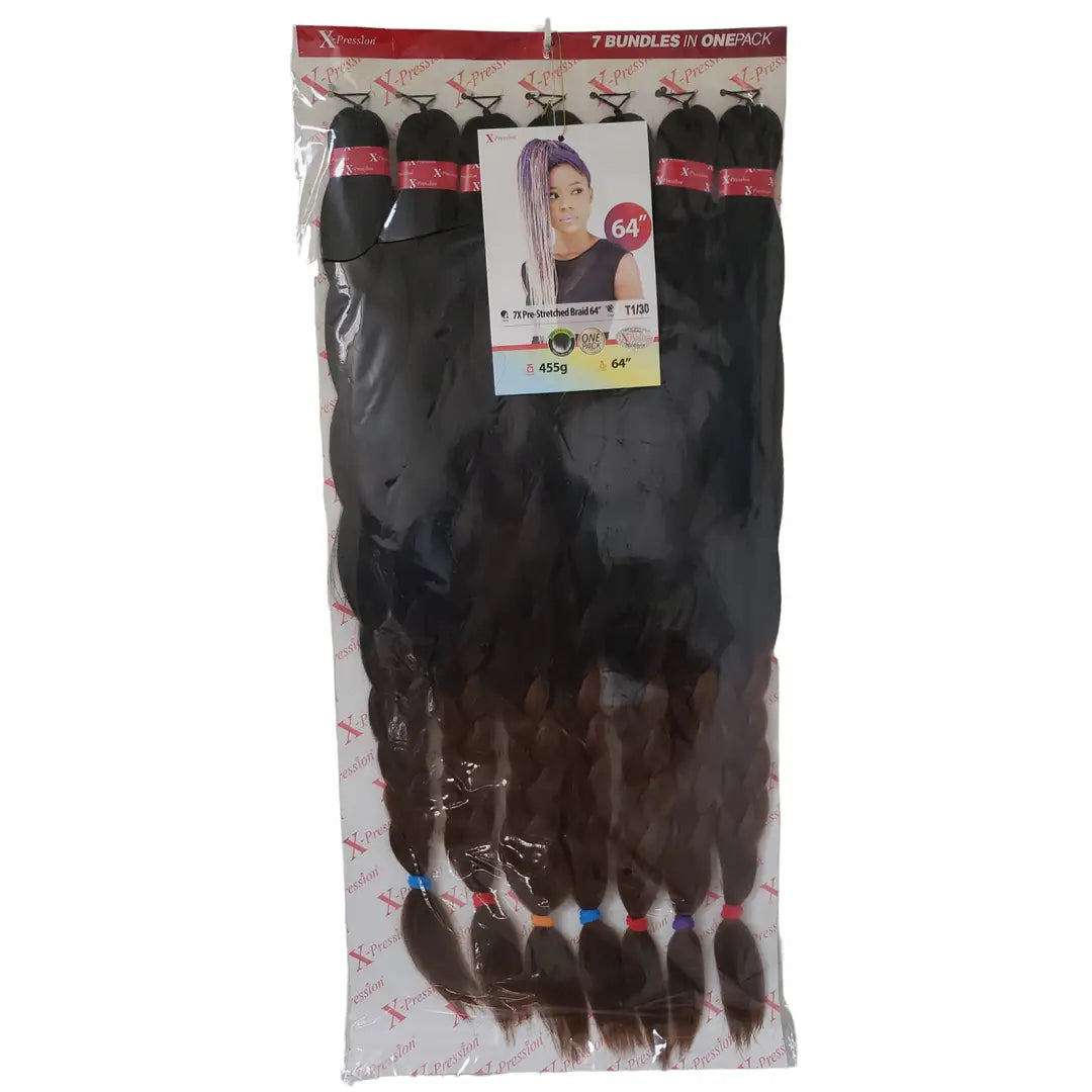 Xpression 7X Pre-Stretched Braid 64 ",Human Hair Extensions x-pression