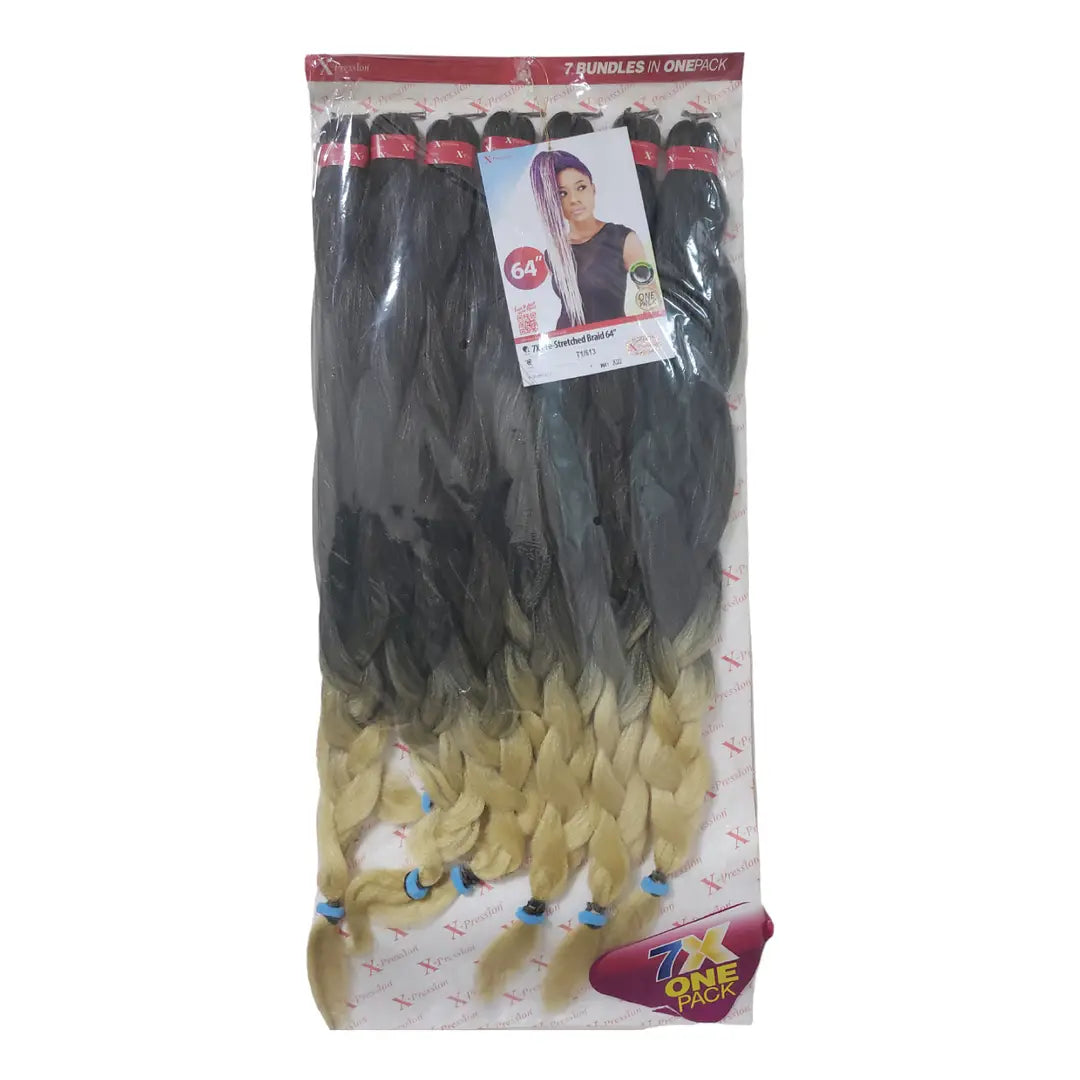 Xpression 7X Pre-Stretched Braid 64 ",Human Hair Extensions x-pression